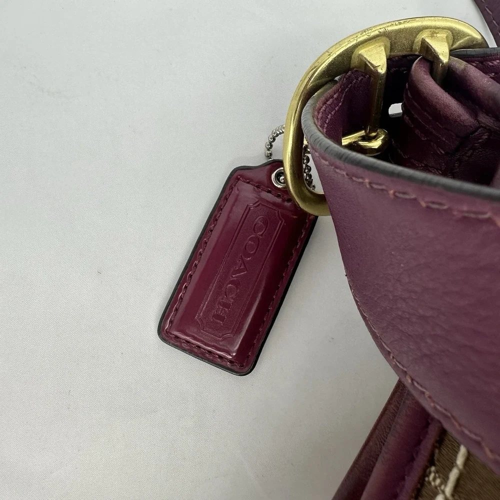 Coach Bleecker Signature Leather & Canvas Burgundy Duffle shoulder bag